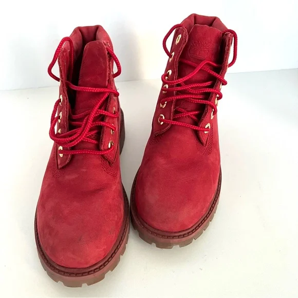 Timberland Fire Red Waterproof Leather Boot - Picture 6 of 8